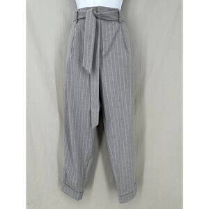 Banana Republic Pants Womens 8 Grey Pinstripes Trouser Pleated Cuffed High Rise